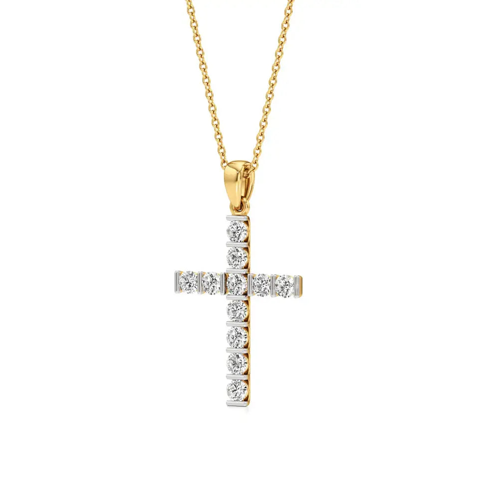 Aura | Round Lab Grown Diamonds Cross Pendant - Nivara
