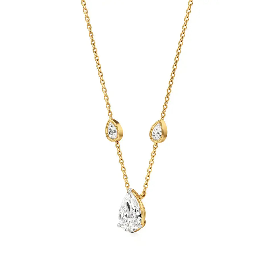 Mode | Pear Solitaire Lab Grown Diamond with 3-Prong Setting Pendant - Nivara
