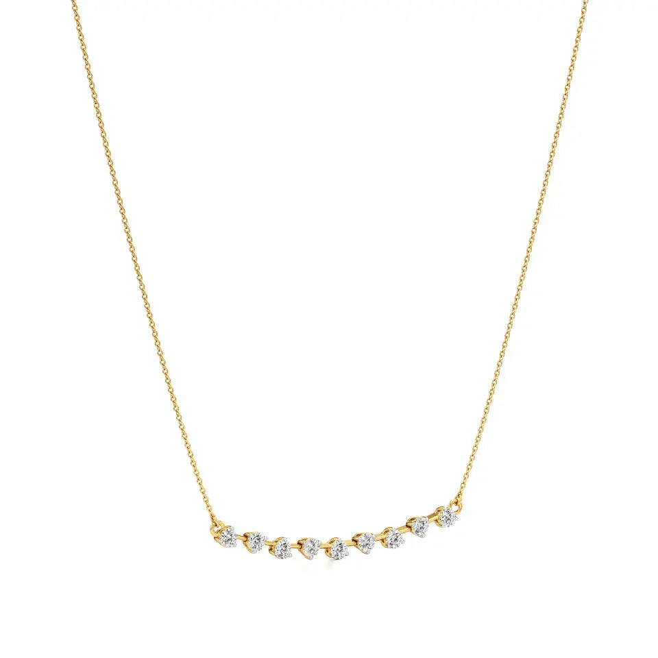 Noor | Round Lab Grown Diamonds Bar Necklace - Nivara