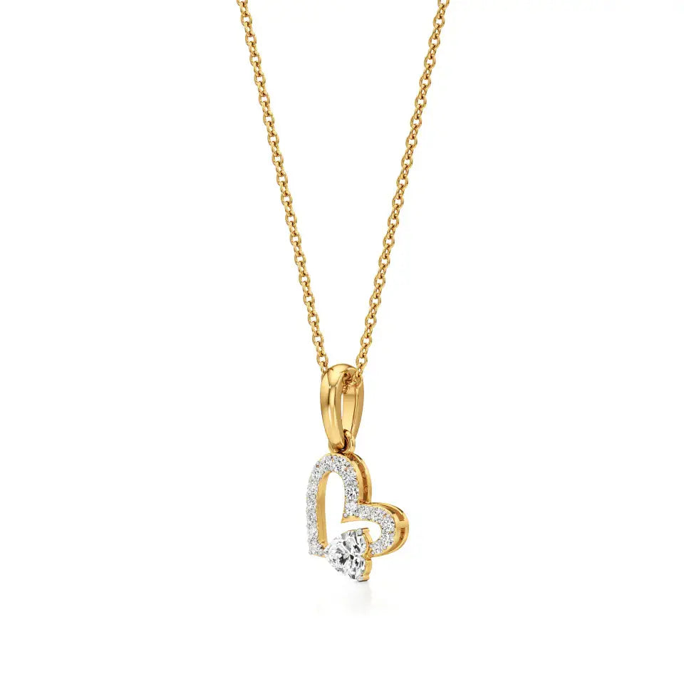 Sneh | Classic Heart & Round Lab Grown Diamonds Pendant - Nivara