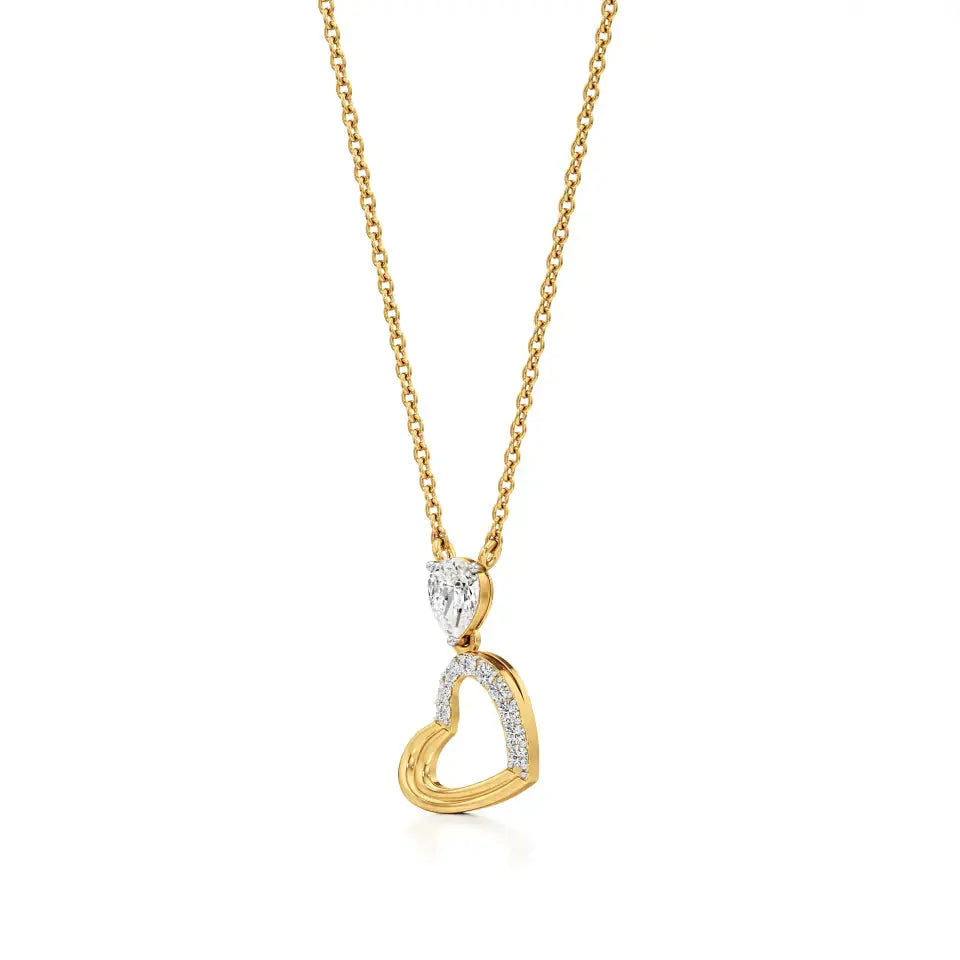 Sneh | Elegant Pear & Round Lab Grown Diamonds Pendant - Nivara