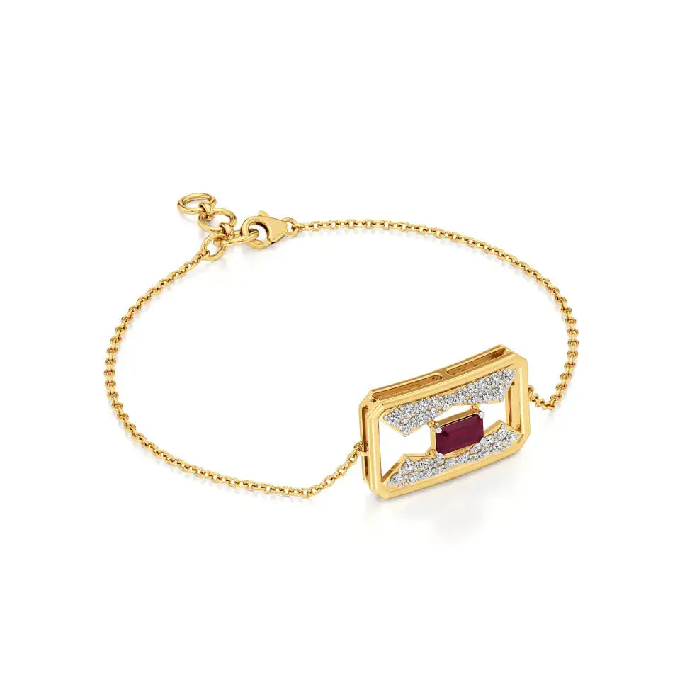 Rupak | Ruby Accented Round Lab Grown Diamonds Chain Bracelet - Nivara