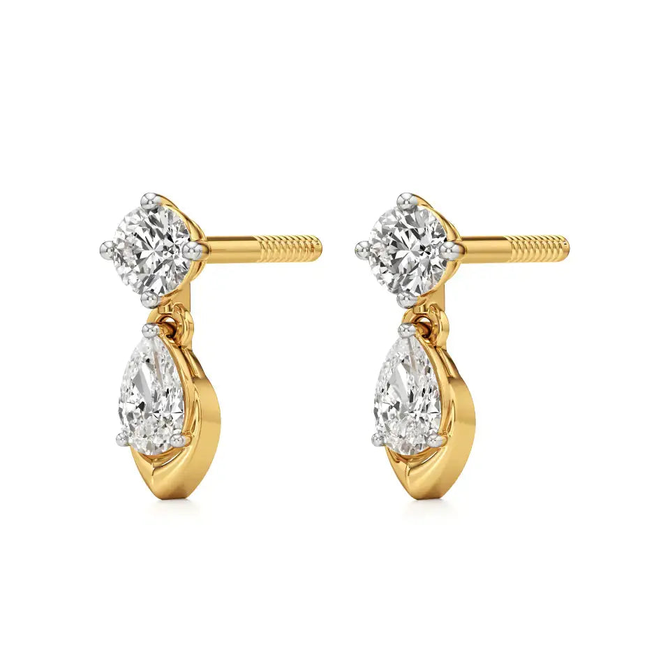 Vanya | Round and Pear Lab-Grown Diamonds Drop Earrings - Nivara