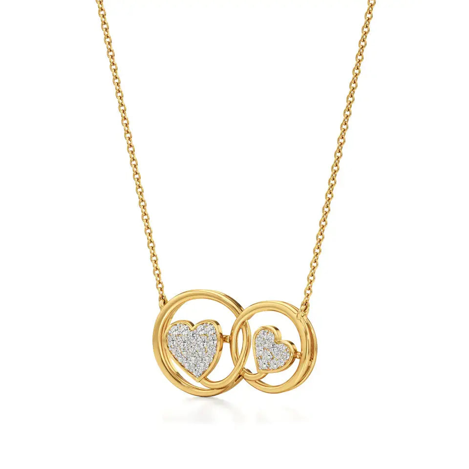 Sneh | Elegant Round Lab Grown Diamonds Dual Heart Pendant - Nivara