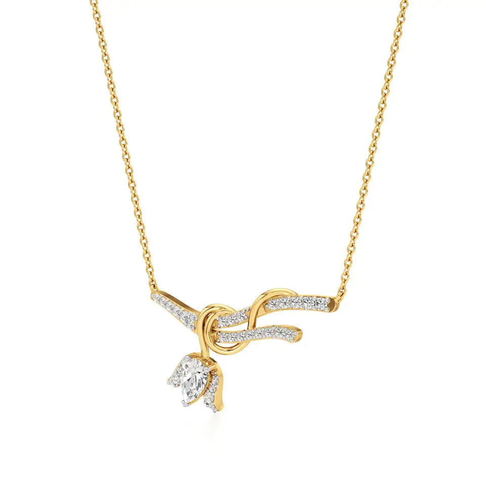 Mode | Pear & Round Lab Grown Diamonds with Lotus Motif Pendant - Nivara