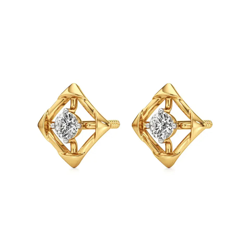 Nora | Round Solitaire Lab-Grown Diamond Square Studs - Nivara