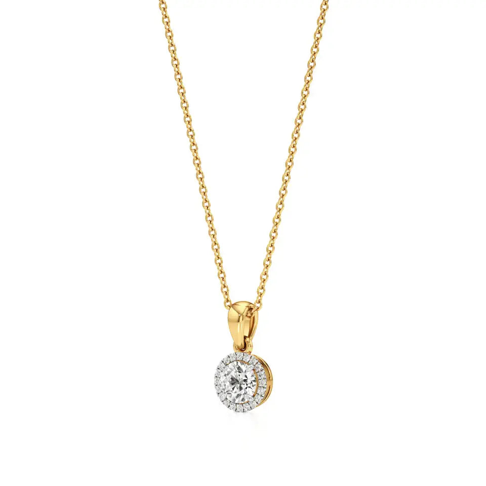 Sol | Round Solitaire with Halo Lab Grown Diamonds Pendant - Nivara