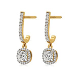 Mira | Cushion & Round Lab-Grown Diamond Halo Dangle Earrings - Nivara