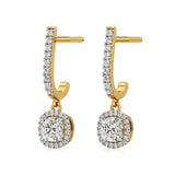 Mira | Cushion & Round Lab-Grown Diamond Halo Dangle Earrings - Nivara