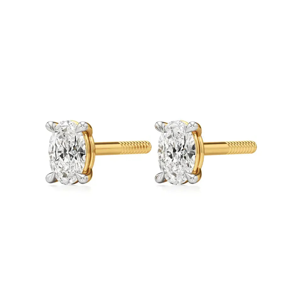 Thea | Four Prong Studs with Oval Shaped Solitaire Lab-Grown Diamond - Nivara