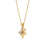 Flora | Diamonds Clustered Floral Design with Ruby Accent Pendant - Nivara