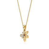 Flora | Diamonds Clustered Floral Design with Ruby Accent Pendant - Nivara