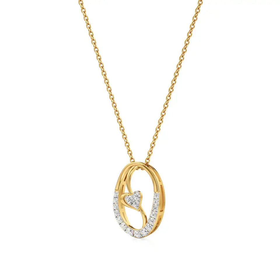 Sneh | Round Lab Grown Diamonds Heart Motif Pendant - Nivara