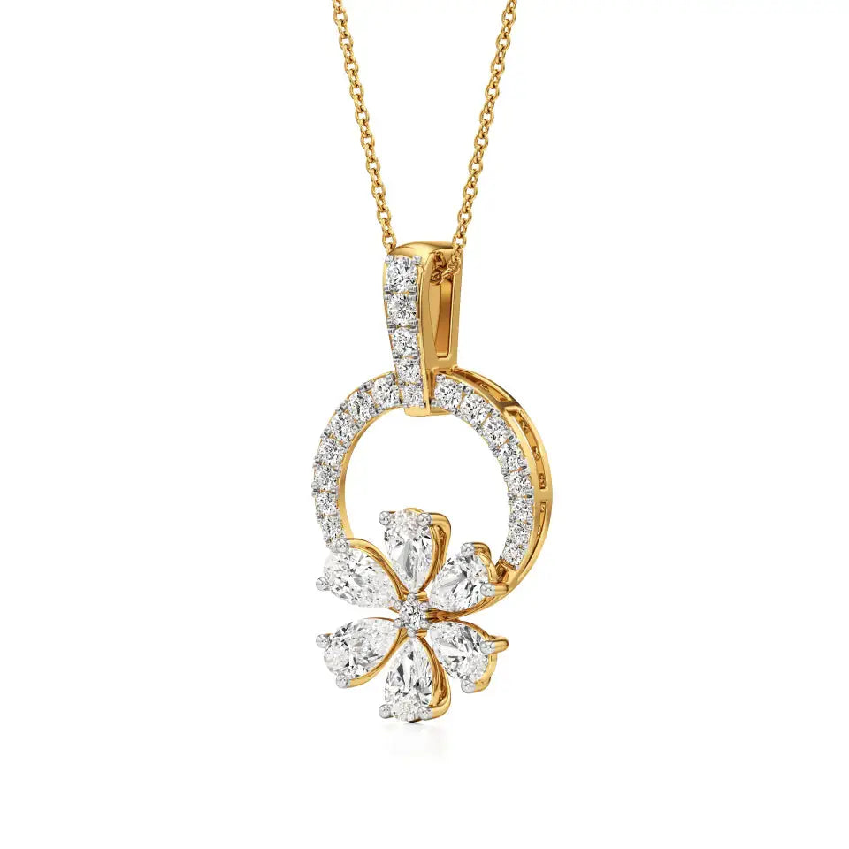 Flora | Round & Pear Lab Grown Diamonds Floral Pendant - Nivara