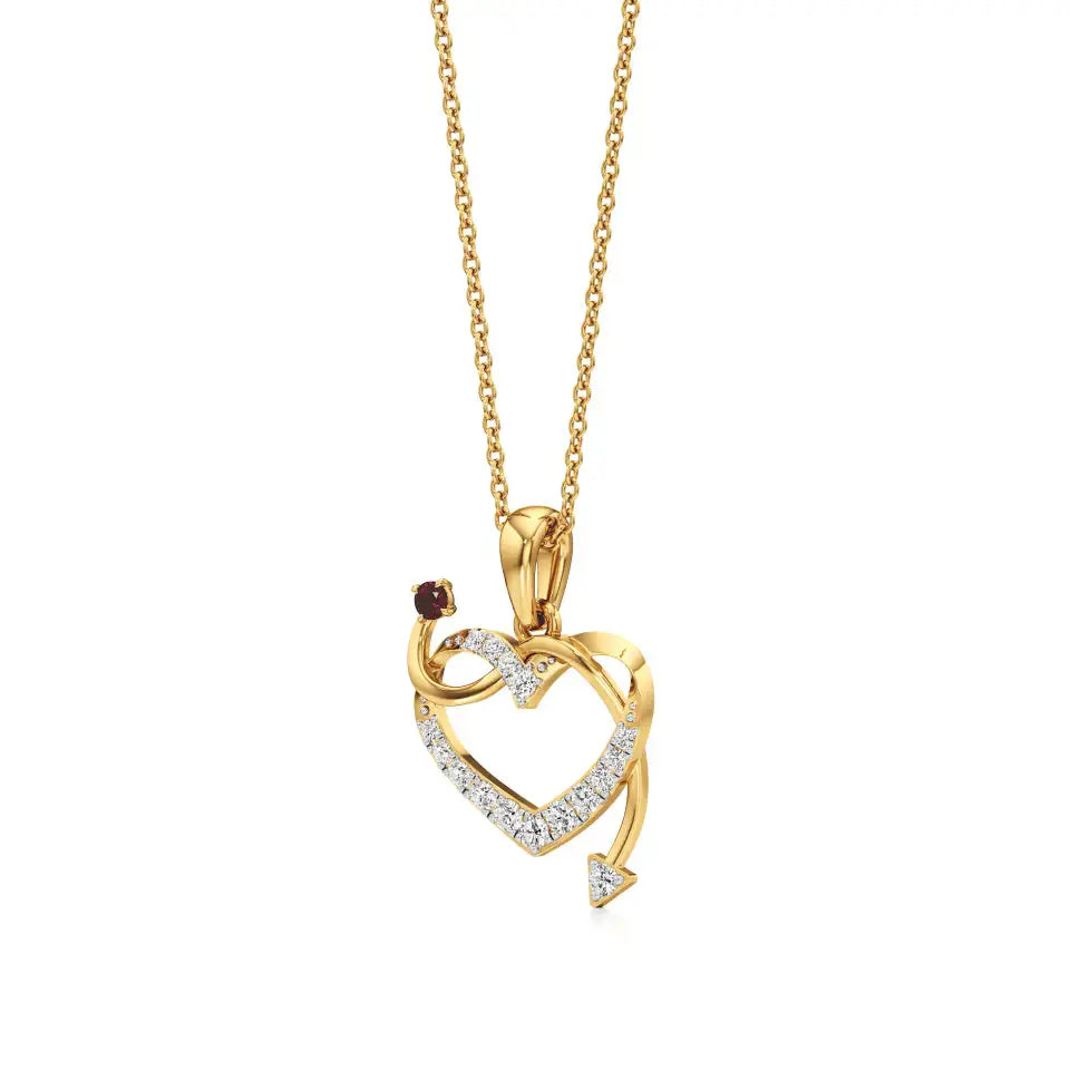 Sneh | Elegant Round Lab Grown Diamonds with Ruby Accent Heart Pendant - Nivara