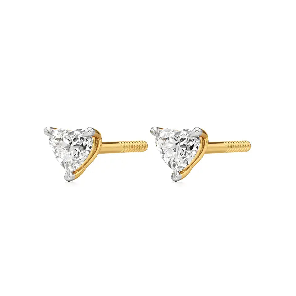 Sia | Three Prong Studs with Heart Shaped Solitaire Lab-Grown Diamond - Nivara