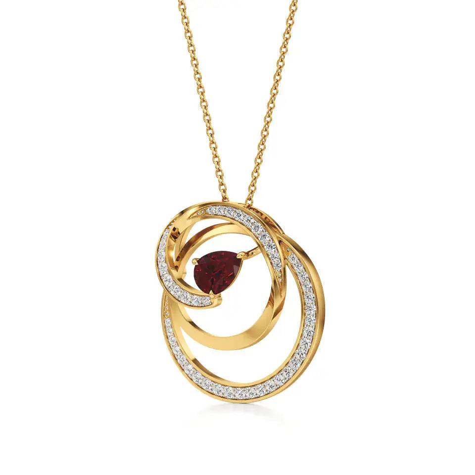 Mode | Pear-Cut Ruby & Round Diamonds Spiral Pendant - Nivara