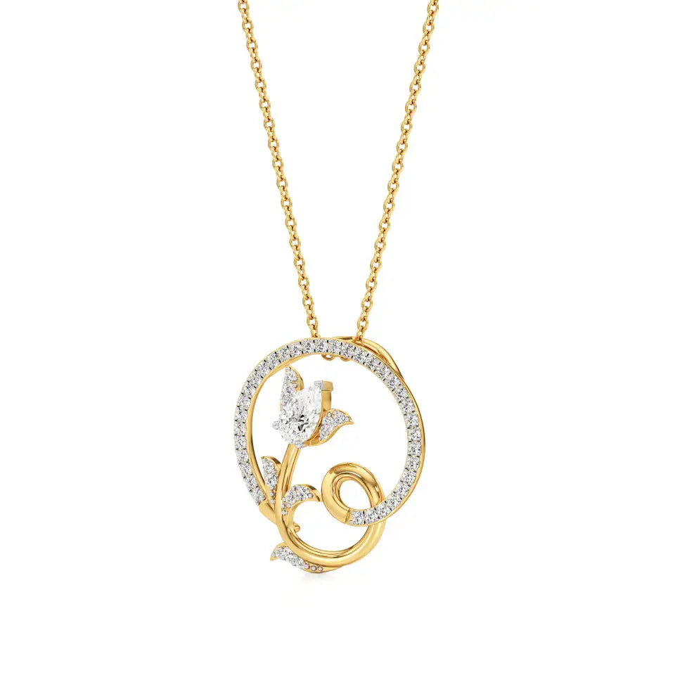 Flora | Pear & Round Lab Grown Diamonds Floral Pendant - Nivara