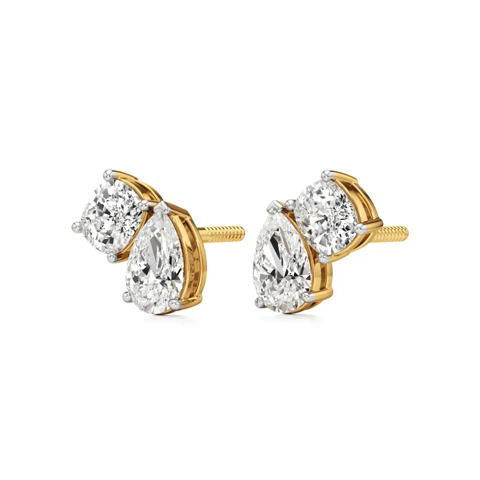 Toi et Moi | Cushion & Pear Lab-Grown Diamond Stud Earrings - Nivara
