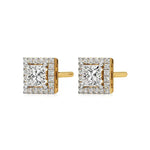 Mira | Princess-Cut Solitaire Lab-Grown Diamond with Halo Square Studs - Nivara
