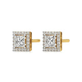 Mira | Princess-Cut Solitaire Lab-Grown Diamond with Halo Square Studs - Nivara