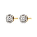 Mira | Cushion Solitaire with Halo Lab-Grown Diamond Studs - Nivara
