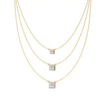 Elara | Princess & Round Lab Grown Diamonds Halo Triple Layered Necklace - Nivara