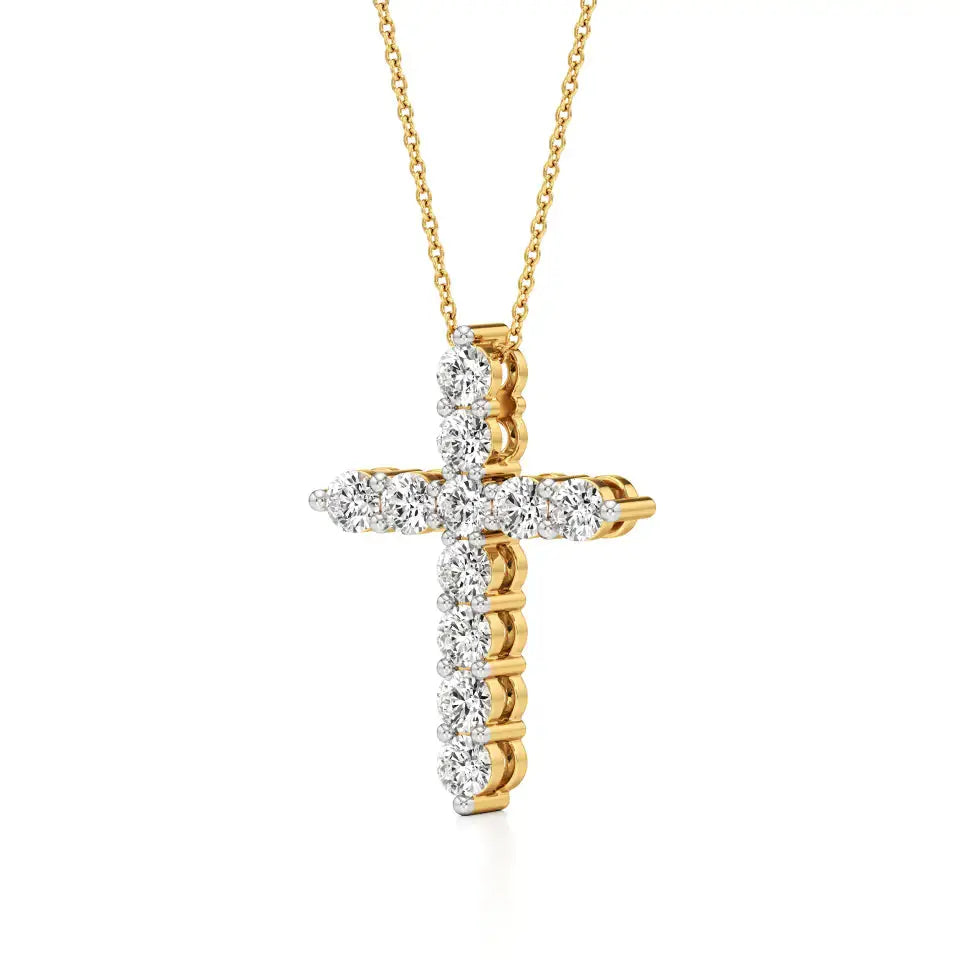 Aura | Elegant Round Lab Grown Diamonds Cross Pendant - Nivara