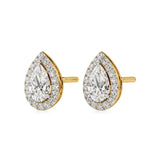 Mira | Pear Solitaire with Round Lab-Grown Diamond Halo Studs - Nivara