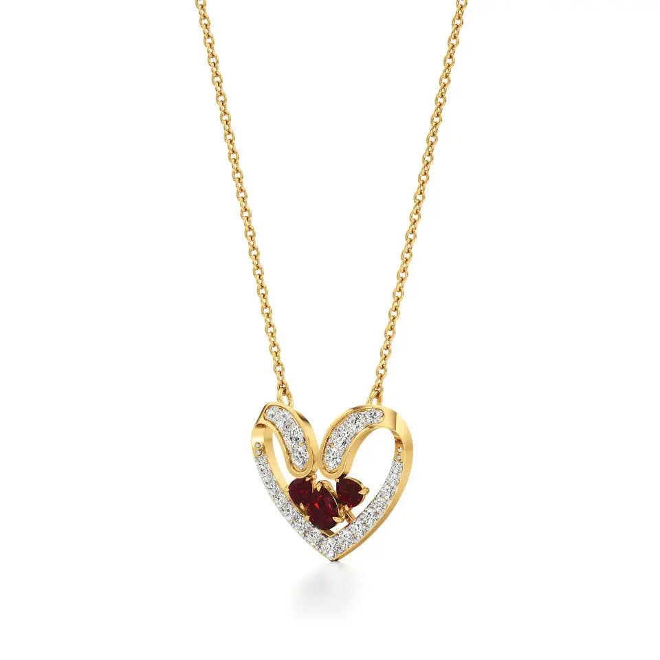 Sneh | Ruby & Lab Grown Diamonds Heart Pendant - Nivara