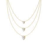Elara | Pear Lab Grown Diamonds with Halo Triple Chained Necklace