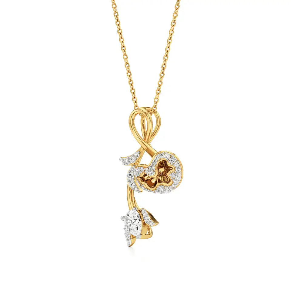 Flora | Pear & Round Lab Grown Diamonds Lotus Petals Pendant - Nivara
