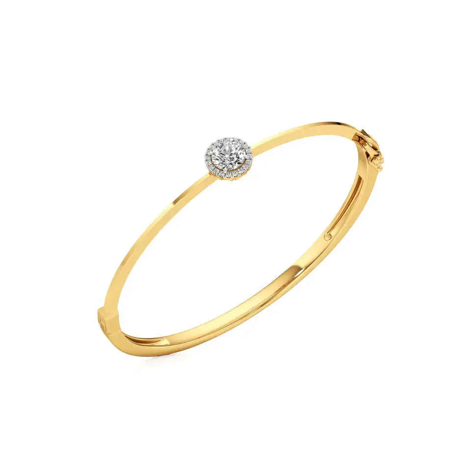 Mira | Round Lab Grown Diamond Halo Design Oval Bangle - Nivara