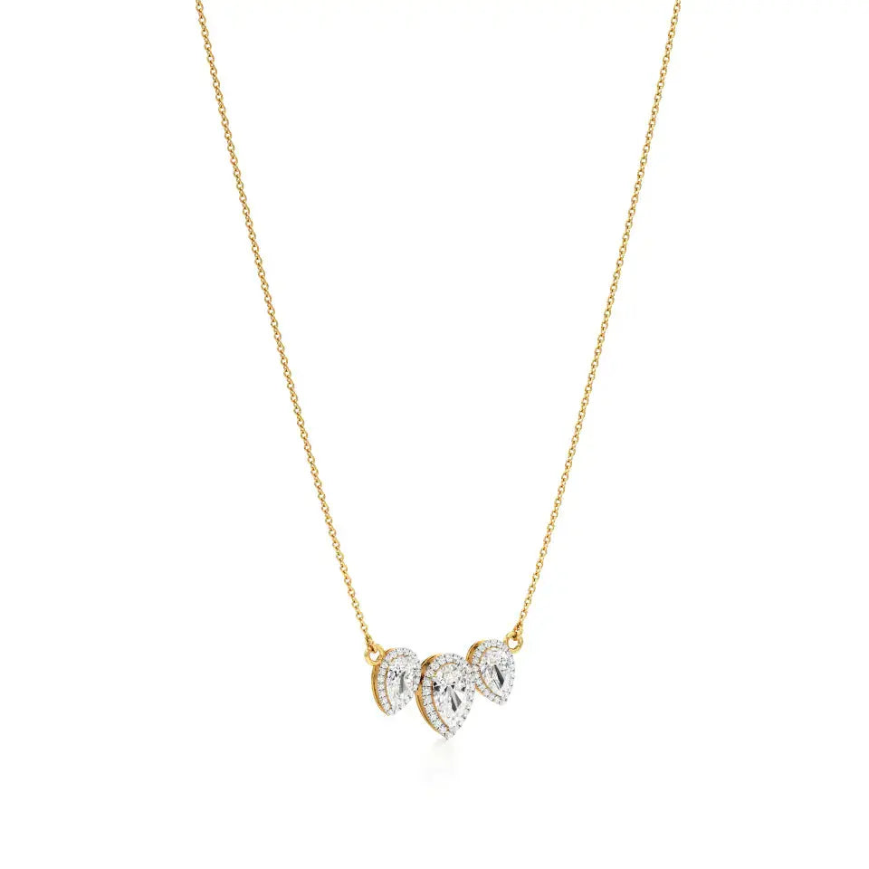 Elina | Pear Lab Grown Diamond with Halo Pendant - Nivara