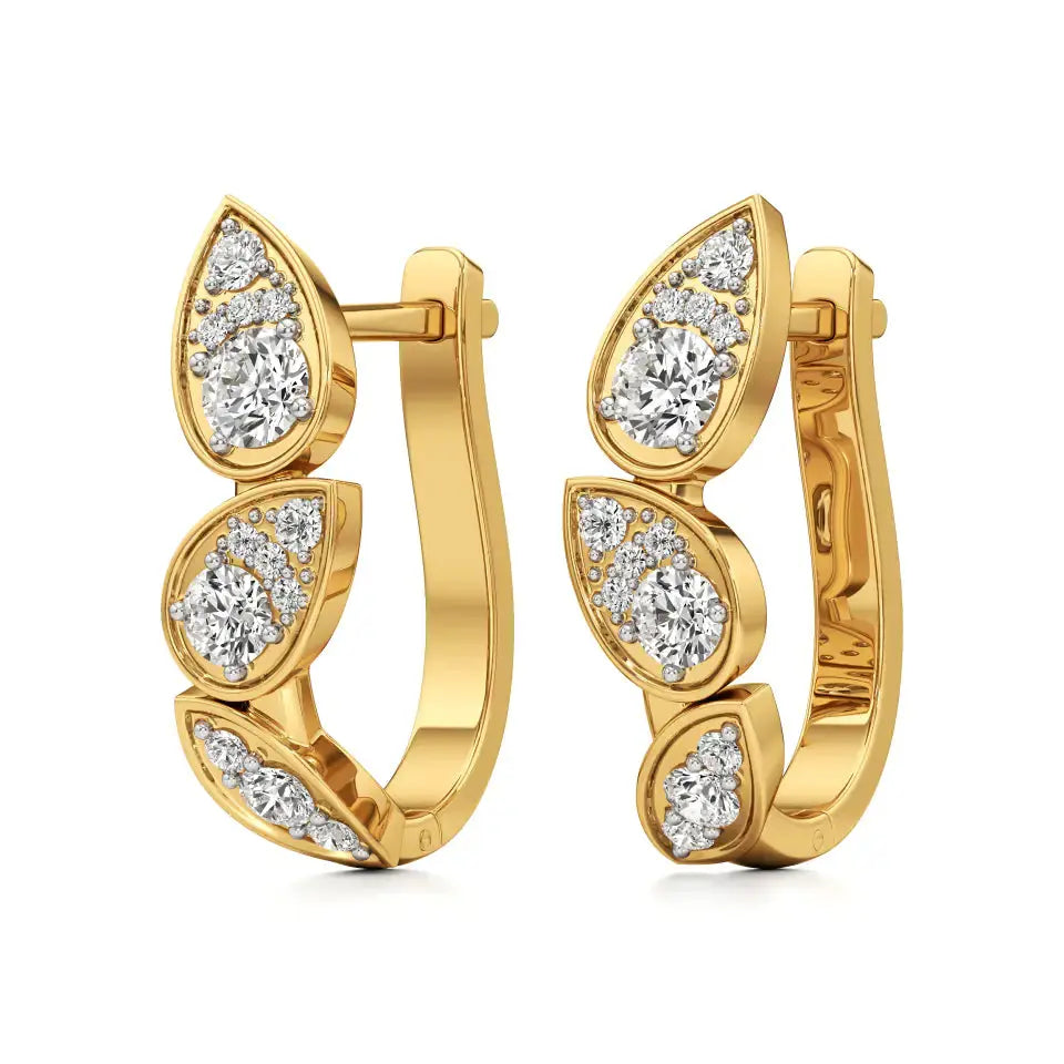 Vanya | Round Lab-Grown Diamonds Leaf Designed Hoopds - Nivara