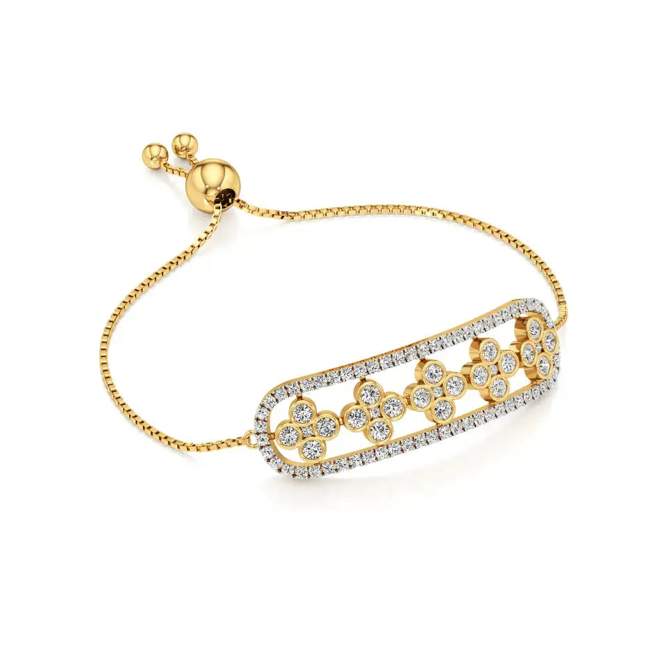Noor | Round Lab Grown Diamonds Floral Pattern Chain Bracelet - Nivara