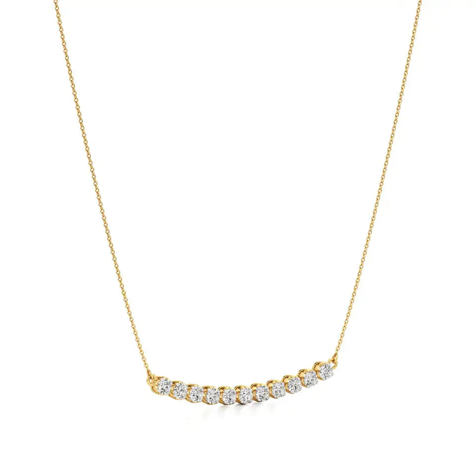 Noor | Round Lab Grown Diamonds Bezel setting Bar Necklace - Nivara