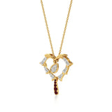 Sneh | Round Lab Grown Diamonds with Ruby Heart Pendant - Nivara