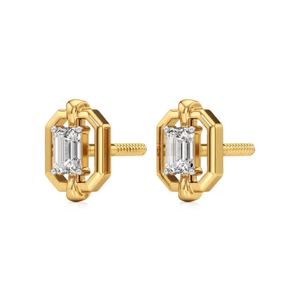 Mode | Emerald-Cut Solitaire Lab-Grown Diamond Studs - Nivara