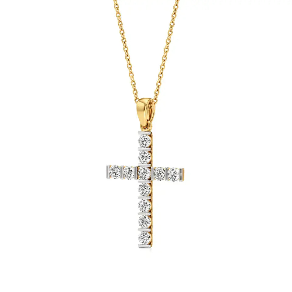 Aura | Round Lab Grown Diamond Cross Pendant - Nivara