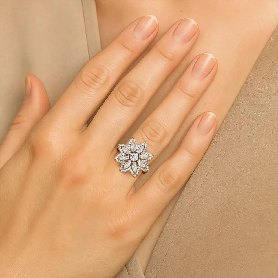 Flora | Round & Pear Lab-Grown Diamond Ring - Nivara