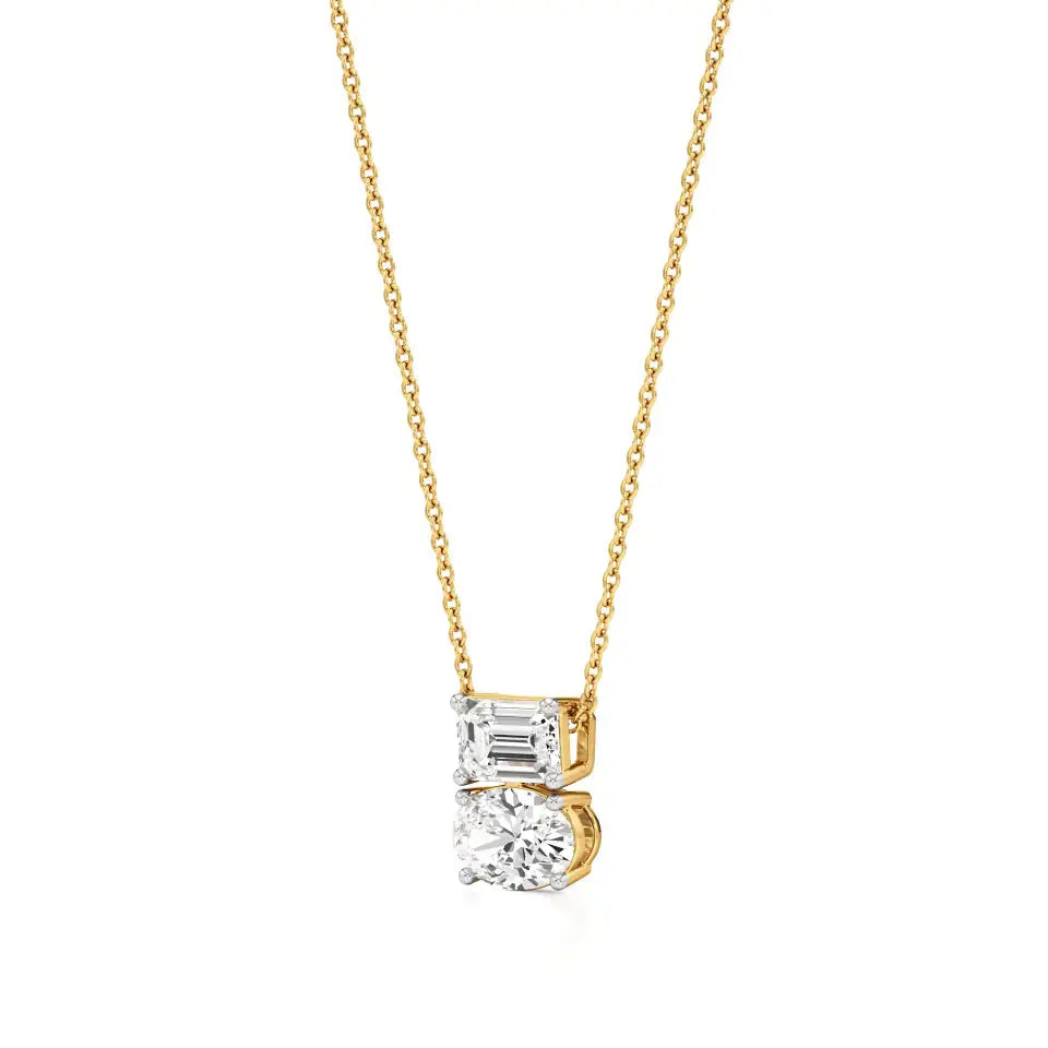 Toi et Moi | Oval & Emerald Lab Grown Diamonds Pendant - Nivara