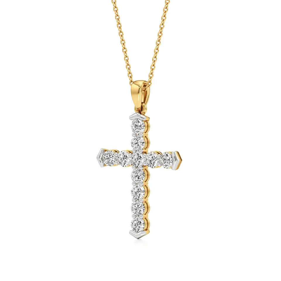 Aura | Round Lab Grown Diamonds Cross Pendant - Nivara