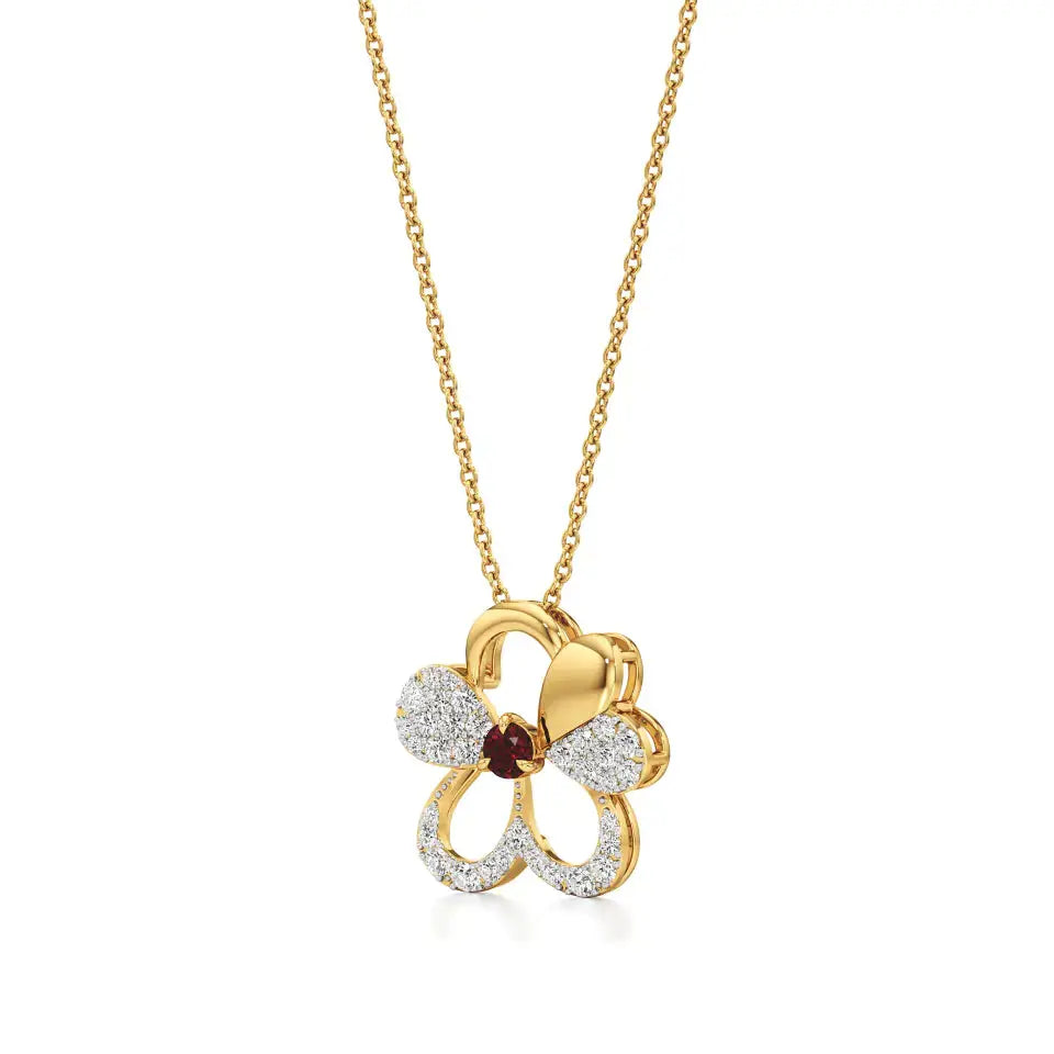Sneh | Ruby & Diamond Heart  Pendant - Nivara