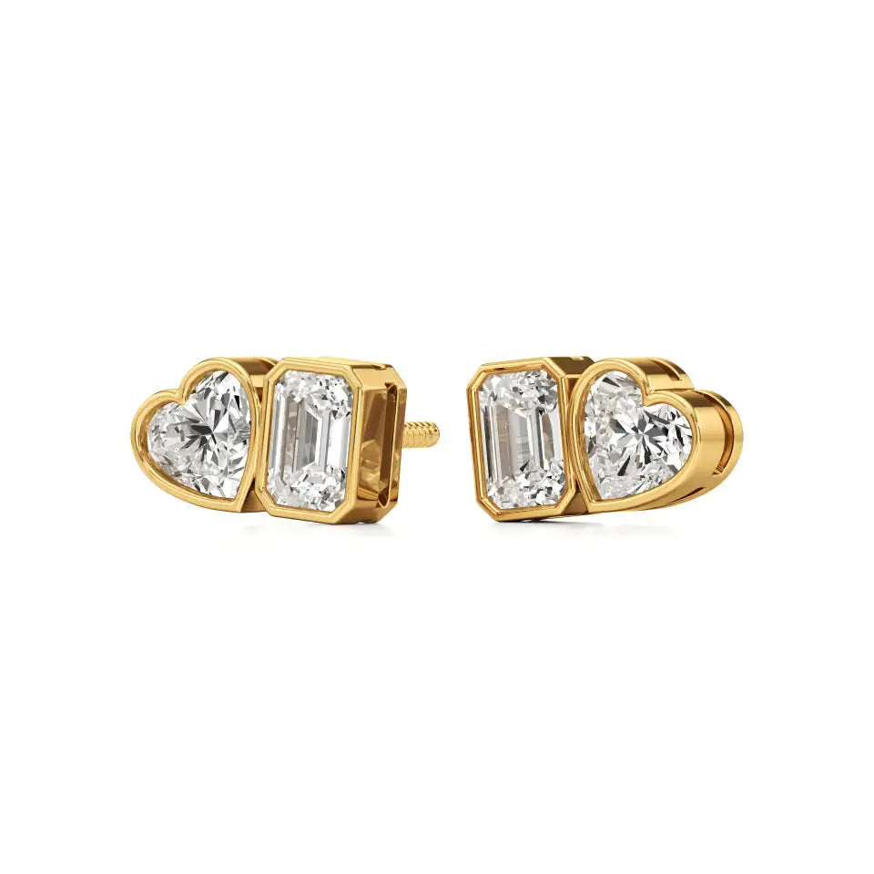Mode | Hear & Emerald Duo Lab-Grown Diamond Studs - Nivara