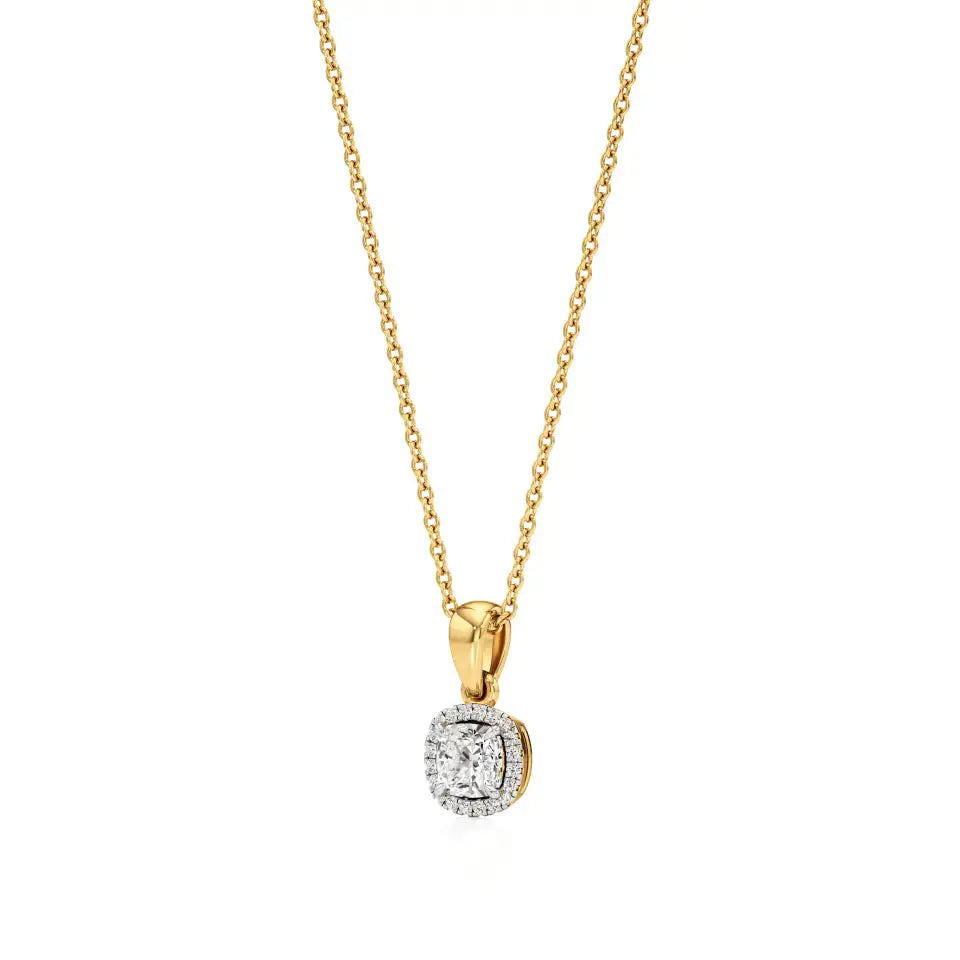 Mira | Cushion-Cut Solitaire with Halo Lab Grown Diamonds Pendant - Nivara