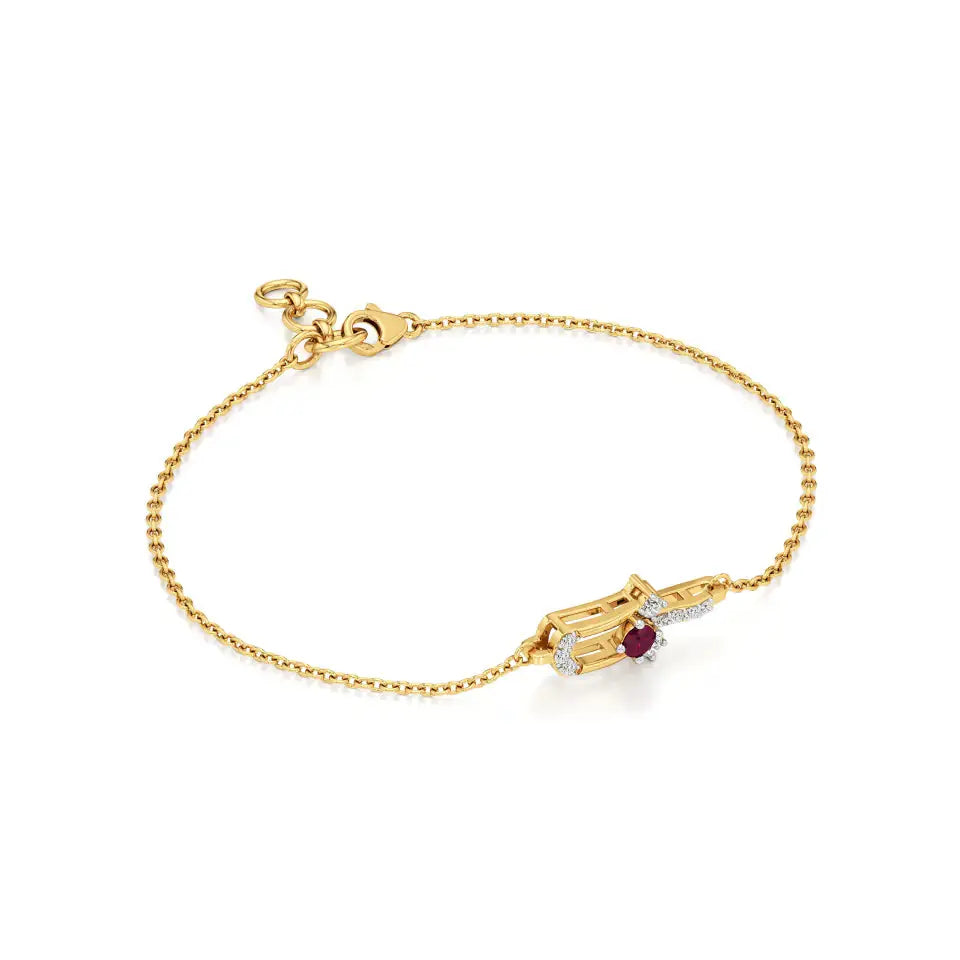 Mode | Round Lab Grown Diamonds with Ruby Accent Chain Bracelet - Nivara