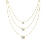 Elara | Round Lab Grown Diamonds with Halo Three Chain Necklace