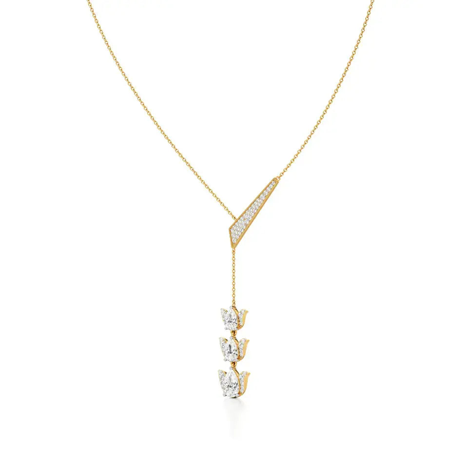 Flora | Pear & Round Lab Grown Diamonds Lotus Petals Necklace - Nivara
