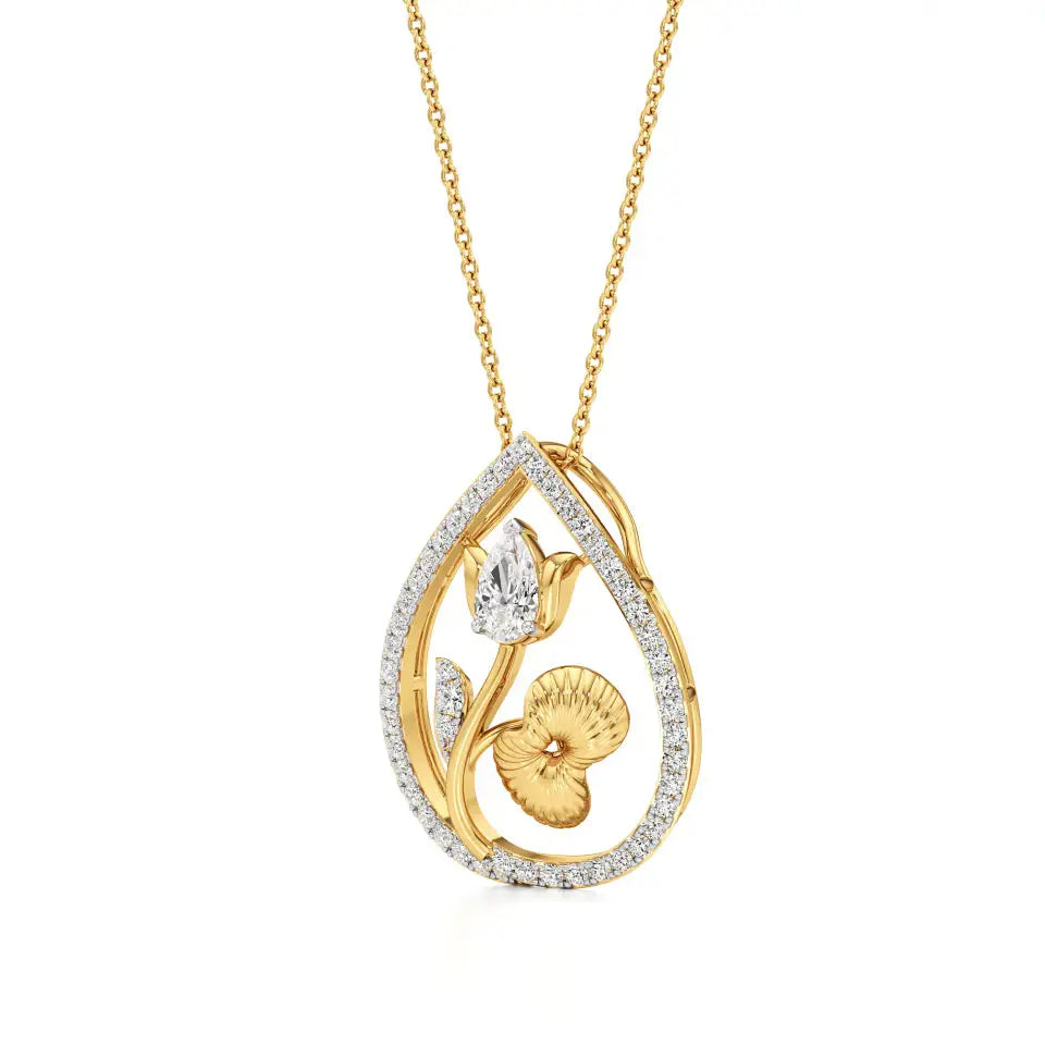 Flora | Pear & Round Lab Grown Diamonds Floral Pendant - Nivara